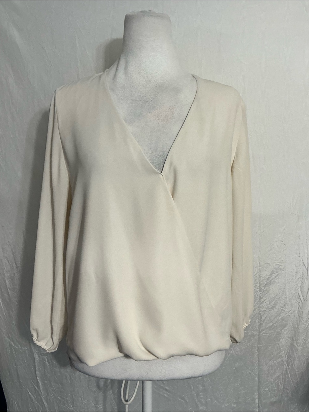 Veronica M Cream Wrap-Front V-Neck Blouse